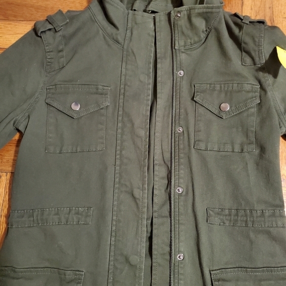 Market & Spruce Womens Military-Style Hooded Jacket Dark Green Size XS - Picture 3 of 8